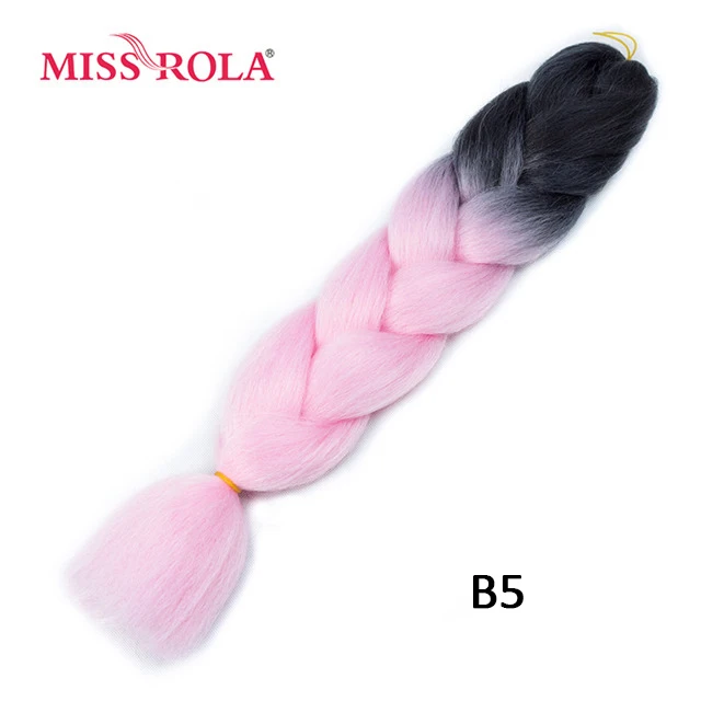 Miss Rola Synthetic Support Wholesale 100g 24 Inch Jumbo BraidsPink Green Yellow High Temperature Fiber Ombre Hair Extensions B5