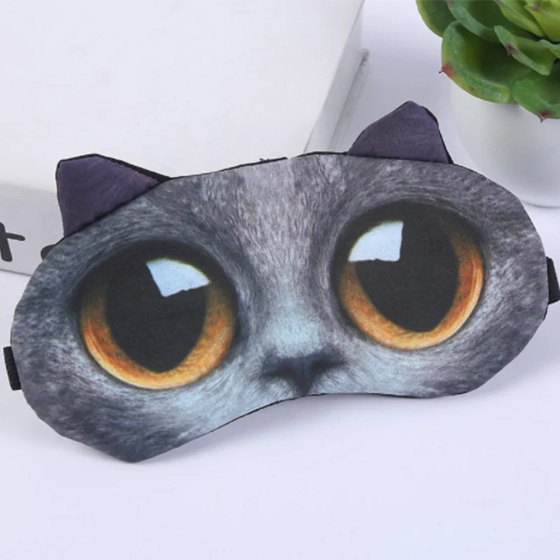 3D Animal Sleep Mask Eye Mask Eyeshade Cover Shade Natural Sleeping Eye Patch Soft Blindfold - Цвет: Yellow eye cat