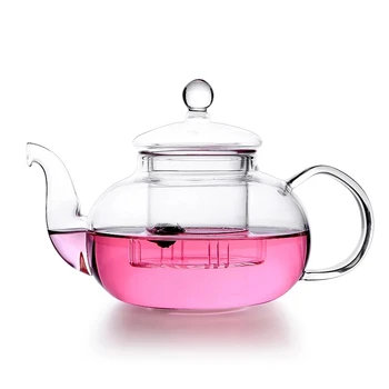 

High quality Heat Resistant Glass Flower Tea Pot,Practical Bottle Flower TeaCup Glass Teapot with Infuser Tea Leaf Herbal Coffee