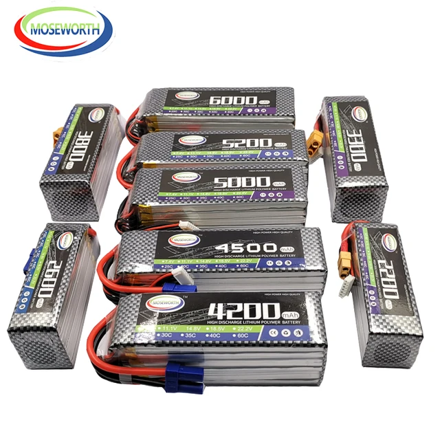 2S 3S 4S 6S 7.4V 11.1V 14.8V 22.2V 1300 1500 1800 2200 3500 4200 5200 6000mAh 30C 40C 60C RC Toy LiPo Battery RC Airplane Drone 1