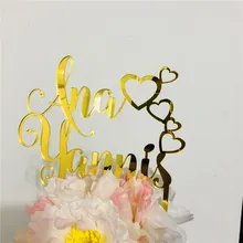 Персонализированное имя свадебный торт Топпер на заказ свадебный торт Топпер индивидуальные первые названия торт акриловое украшение Свадебные украшения