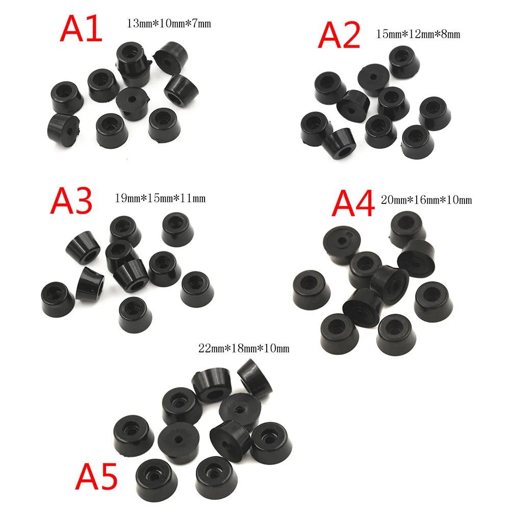 10pc Black Anti slip furniture legs Feet Speaker Cabinet bed Table Box Conical rubber shock pad floor protector Furniture Part |