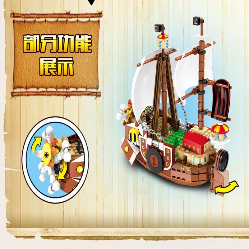 

S Brand Sy6299 One Piece Series Luffy Mini Miles Sunshine Assembled Pirate Ship Model Building Blocks Toy