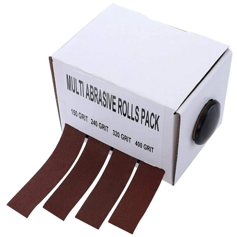 

4 Rolls Sanding Belt Drawable Emery Cloth Sandpaper Dry Abrasive Belt Box Wood Grinding Roll Belts for Wood Turners, Automotive