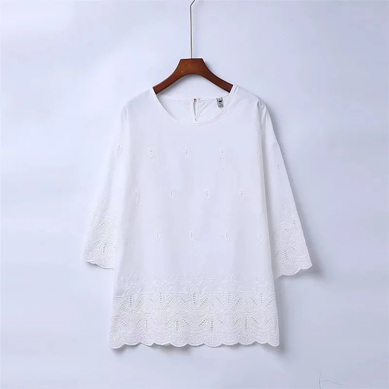 Футболка женская свободного покроя с круглым вырезом и рукавом 3/4|printed top|plus size t