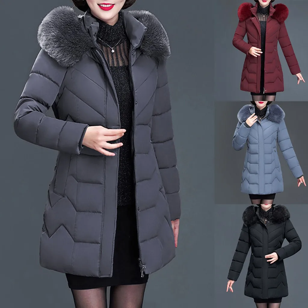 Womail зимняя куртка женская 5xl размера плюс короткая среднего возраста длинная толстая теплая верхняя одежда с длинным рукавом теплая куртка с капюшоном на молнии