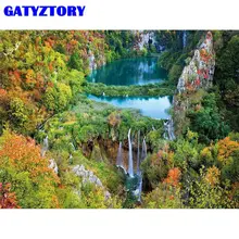 

GATYZTORY Pictures By Number Kits Waterfall Landscape Painting By Numbers HandPainted Paintings Art Drawing On Canvas Gift Home