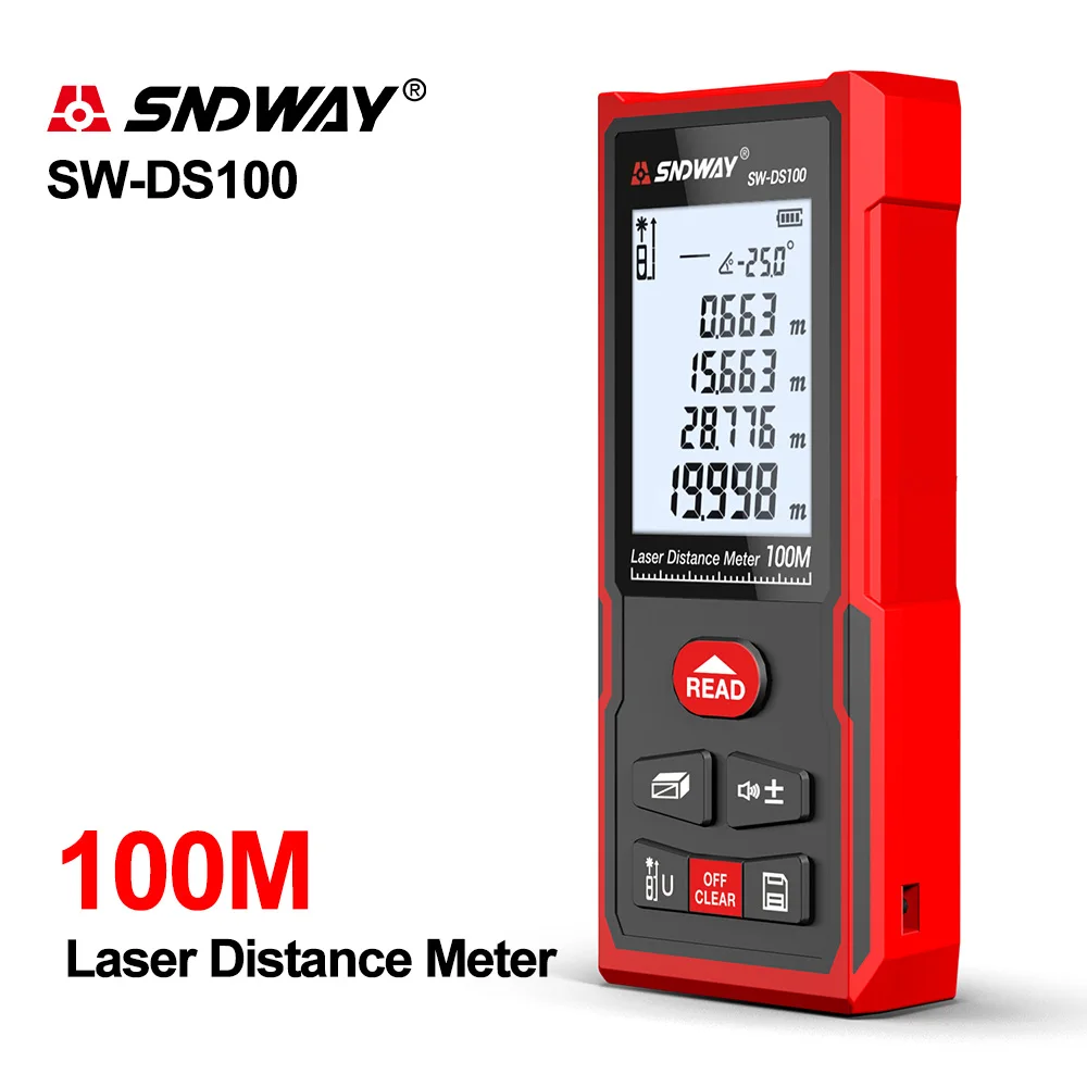 SNDWAY Laser Distance Rangefinder Hunting Rangefinder Digital Range finder Laser Tape Distance Ruler Sensor 5om Distance Meter - Цвет: SW-DS100