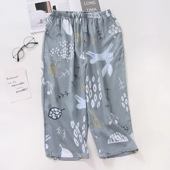 

New Loose Printed Women's Cropped Trousers Pajamas Summer Thin Breathable and Comfortable Cotton Women's Lounge Wear Home Pants