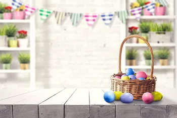 

Spring Scenery brick wall wood Backdrop Easter Egg flags Children Newborn Photo Background