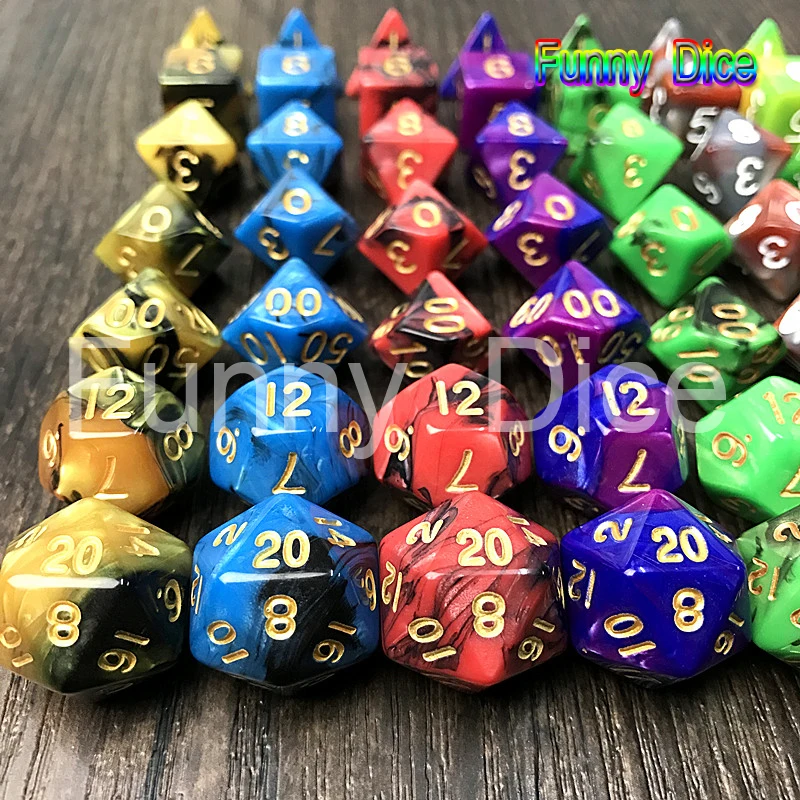 7 шт 2 цветные кости набор с эффектом туманности покер d & многогранные rpg игра