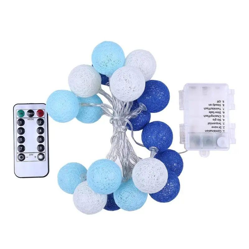 Blue 20LED ватные шары гирлянда гирлянды сказочная лампа праздничный Декор для спальни - Испускаемый цвет: Blue