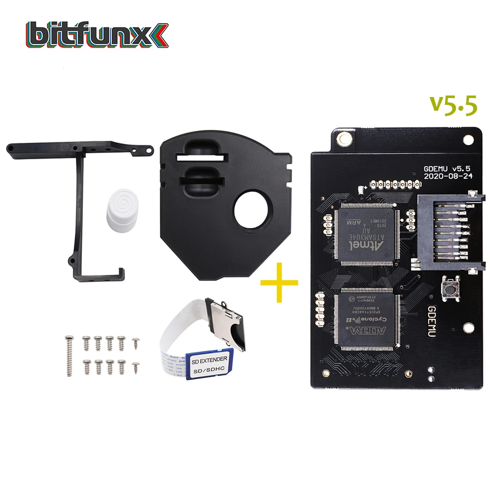 Bitfunx DC V5.5 GDEMU Optical Drive Simulation Board for DreamCast and White/Black Remote SD Card Mount Kit for GDEMU