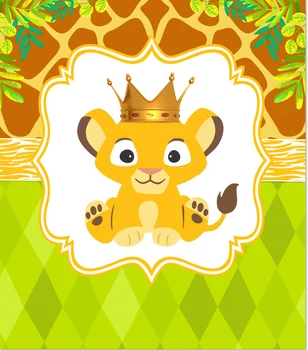

8x8FT Jungles Green Pattern Baby Lion King Pattern Gold Crown Custom Photo Studio Backgrounds Backdrops Vinyl 240cm x 240cm