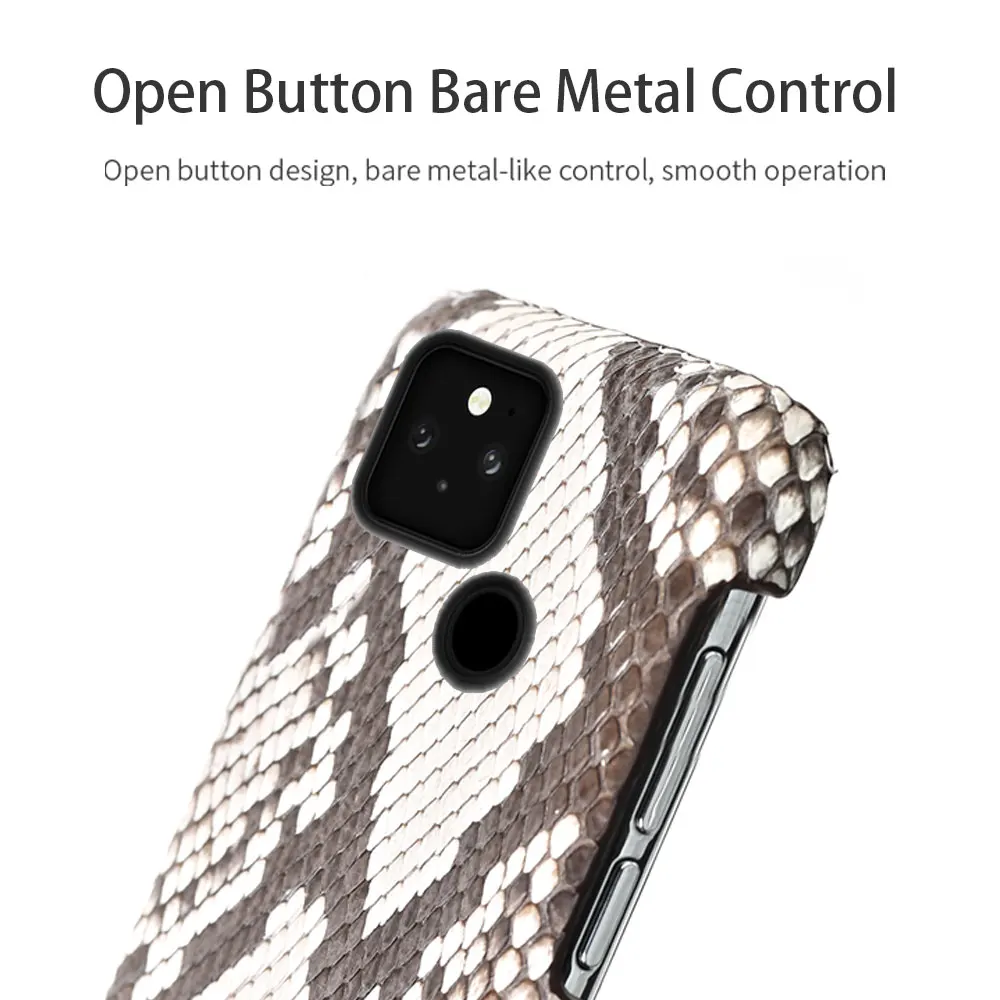 Phone Case For Google Pixel 6 Pro 6 5 5A Pixel 4 Pixel 4A Genuine Python Leather Snakeskins Shockproof Protective Cover Shell