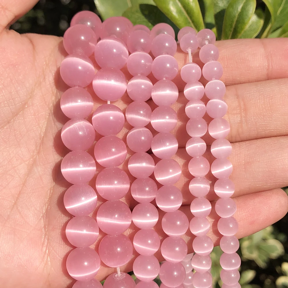 Natural Pink Beads Jewelry Making  Round Pink Natural Stone Beads -  Natural Stone - Aliexpress