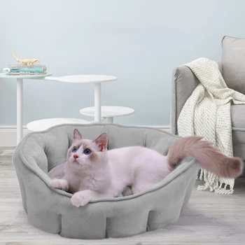 

Rabbit Plush Cat House Thick Soft Small Pet Bed Winter Warm Kitten Bed Indoor Non-slip Breathable Cat Kennel Sleep Comfortable