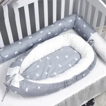 

Baby Sleep Nest Bed Safe Newborn Anti-collision Bumper Infant Soft Breathable Cotton Lounger Crib