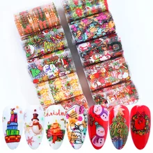 10 шт. Зимний Рождественский дизайн ногтей переводная фольга Новогодняя декоративная наклейка на стену Снеговик Лось дизайн ногтей слайдеры Маникюр JIMC01