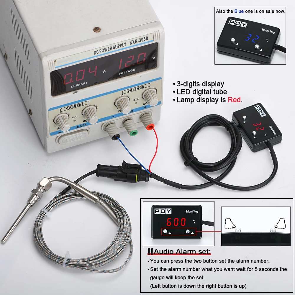 Car Exhaust Temp Gauge Exhaust Gas Meter Digital With Sensor EXT Temperature Meter Turbo for 4WD Hilux Patrol EGT WLR-TAG06-QY car gauge,exhaust temperature sensor