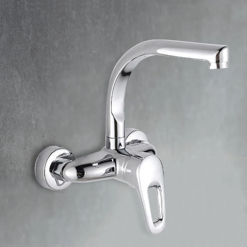  Wall Mounted Kitchen Faucet Copper Vessel Sink Vegetable Basin Tap Dual Hole Hot Cold Water Mixer T - 4000192380837