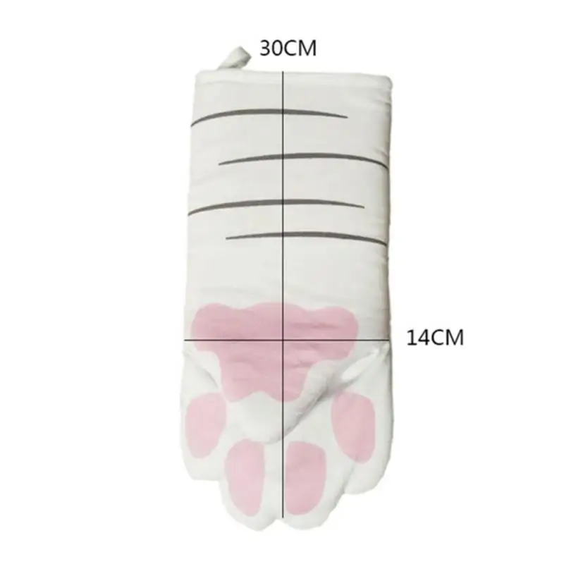 3D Cartoon Cat Paws Oven Mitts Long Cotton Baking Insulation Microwave Heat Resistant Non-slip Gloves Animal