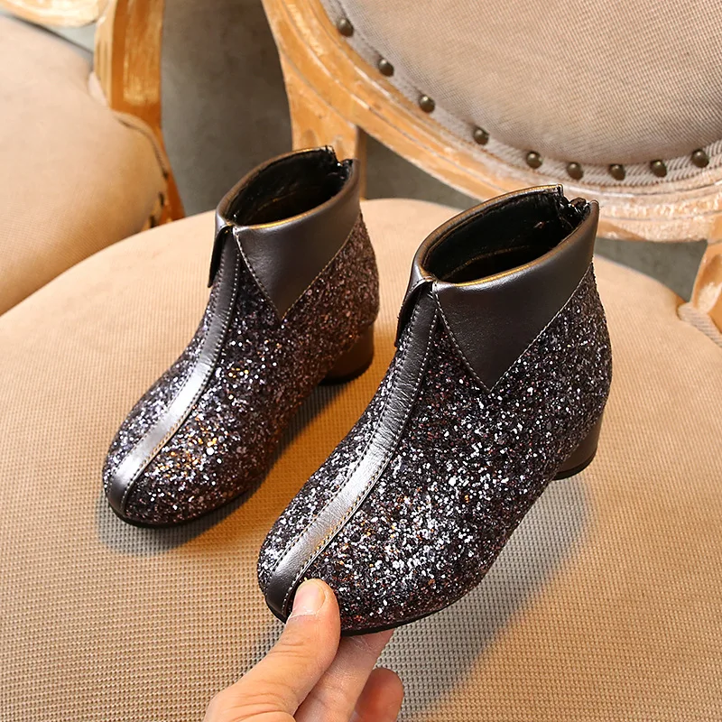 gun Winter new Kids Boots Girls Boots Children High Bow Tie Shoes Girls Pincess Dress Boots Big Kids Shoes size 26-37 - Цвет: gun