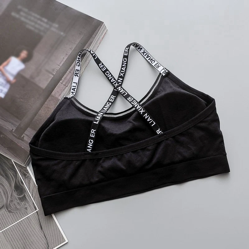 Женский бесшовный укороченный топ с буквенным принтом бюстгальтер beauty Back Tanks Топ женское нижнее белье