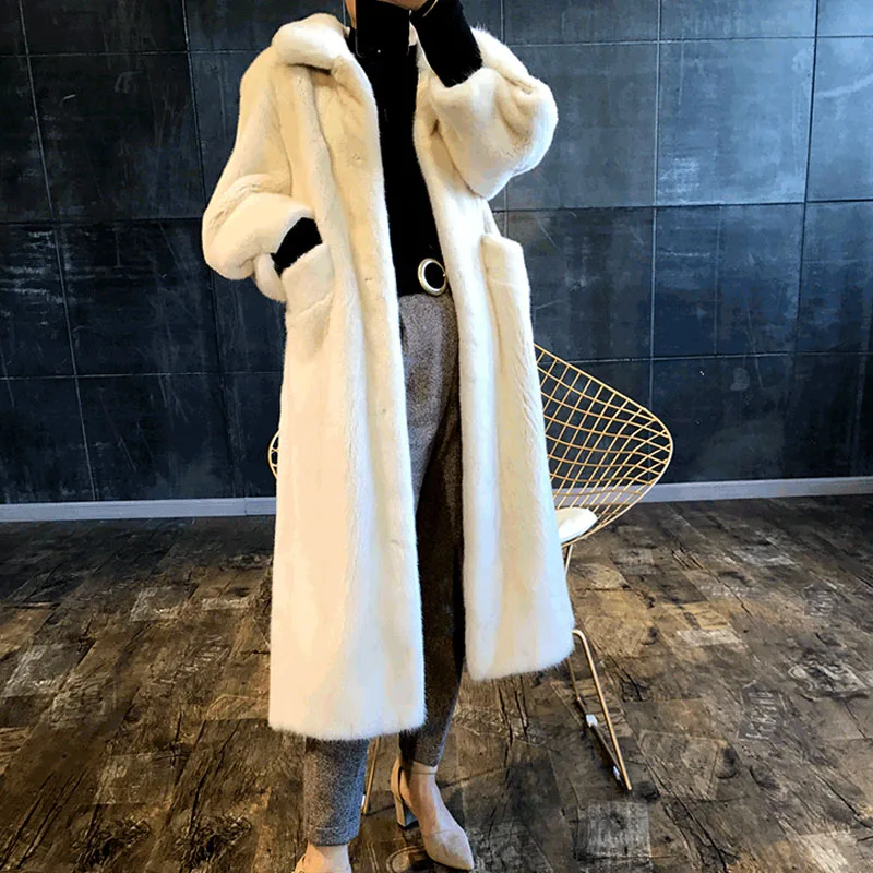 Зимнее Новое Свободное пальто большого размера 6xl из замши с искусственным мехом женское длинное плюшевое Пальто однобортное Женское пальто с большим карманом J10261