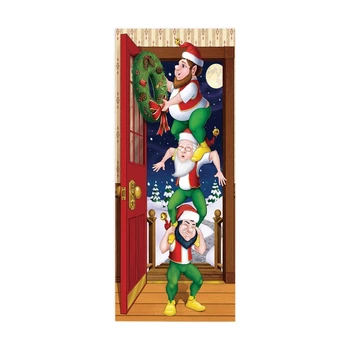 

2pcs/set Christmas Santa Wreath Decorative Refrigerator Door Sticker Waterproof