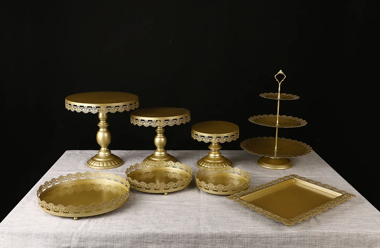 1 или 3 ярусный дисплей для кексов золотая металлическая, для подставки для пирожных в европейском стиле торт набор с кружевом ручной работы подставка для торта свадебные украшения