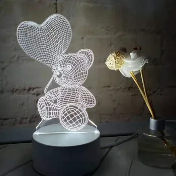 

GUGI LED USB Creative 3D Night Light Lamp Novelty Illusion Night Lamp Illusion Table Lamp Valentine Decorative Light