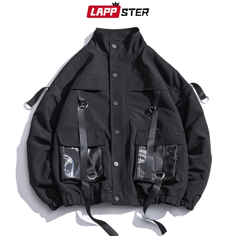 LAPPSTER мужские ленты уличная куртка-бомбер осенние мужские s хип-хоп карманная куртка ветровка Harajuku фиолетовые куртки пальто