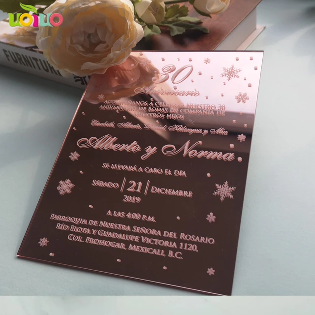 Invitation Cards Wedding Acrylic Mirror  Acrylic Wedding Invitation Rose  Gold - Cards & Invitations - Aliexpress