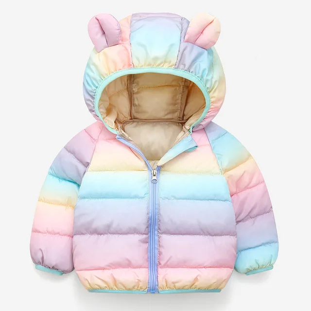 2021 Autumn Winter Hooded Children's Down Jackets for Baby Boys Girls Solid Thick Fleece Warm Kids Top Coats Outerwear Clothes gray