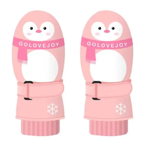 Pink Penguin 1 пара, милые детские зимние водонепроницаемые ветрозащитные толстые теплые лыжные варежки для сноубординга, перчатки для катания на лыжах - Цвет: Pink Penguin