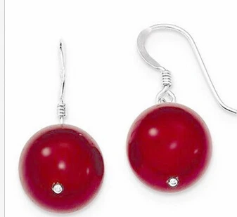+++ wb001 New Fashion 10mm Red Jade Round Beads 925 Sterling Silver Hook Earrings | Украшения и аксессуары