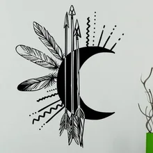 Луна перо поколение резные съемные наклейки на стену гостиной спальни дивана стены MU4422