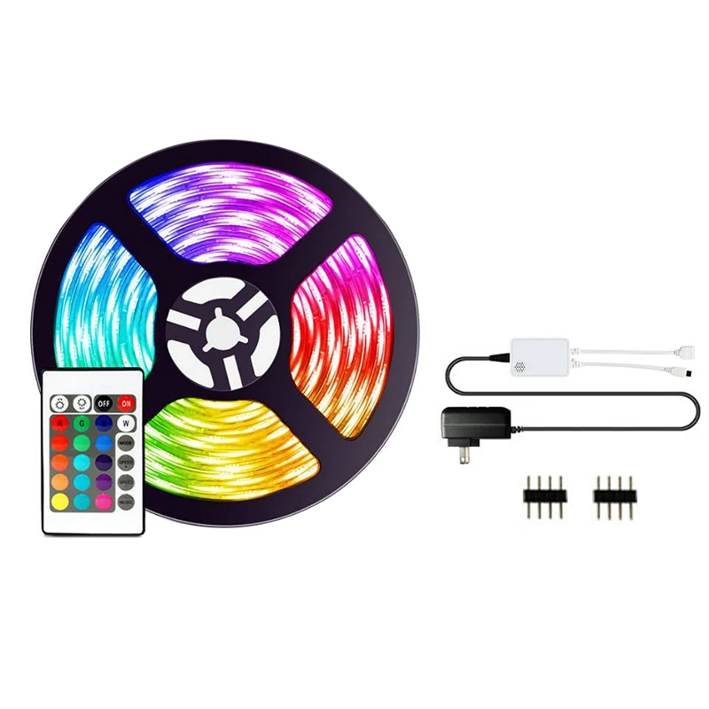 

Bluetooth LED Light with RGB Flexible WiFi 802 APP Control Music Remote Control Light Tape TV Backlight 5M US Plug