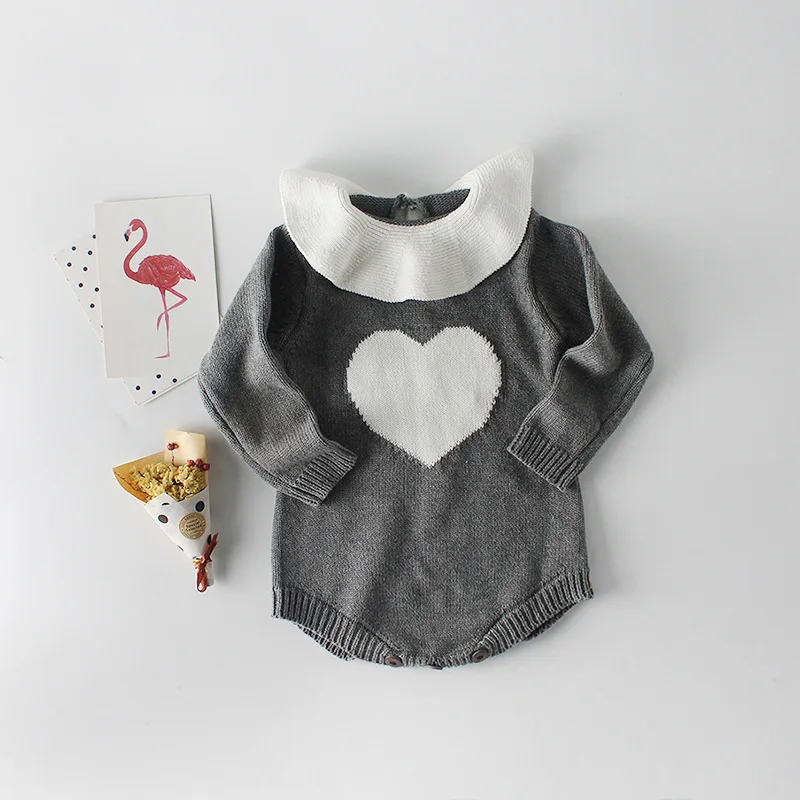 Koodykids/детские трикотажные боди; весенние Комбинезоны для маленьких мальчиков; вязаные комбинезоны; одежда в форме сердца; вязаные комбинезоны; Новинка; сезон осень