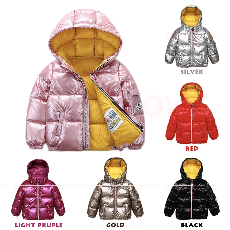 

INPEPNOW 7 Color Glossy Solid Children's Down Jacket for Girls Winter Coats Kids Winter Overall for Boy Parka for Baby Clothes