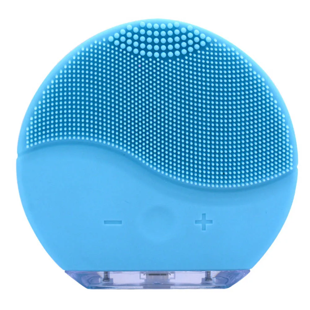light blue Горячая Распродажа 1 шт Силиконовая щетка для очистки лица ультразвуковая usb зарядка водонепроницаемая кожа глубокое очищение Массажная машина - Цвет: light blue