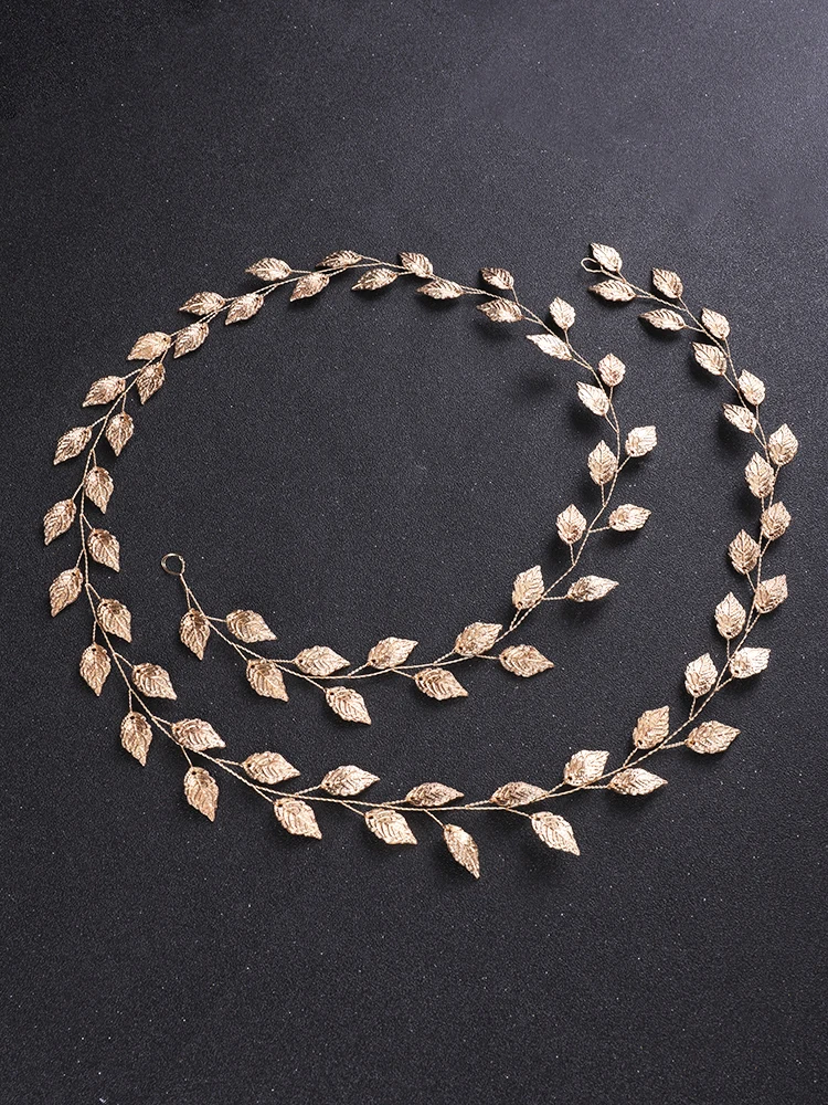Vintage Silver Leaves Long Hair Vine 100cm Wedding Head Accessories Party Prom Girls Headbands Bridal Headdresses for hair