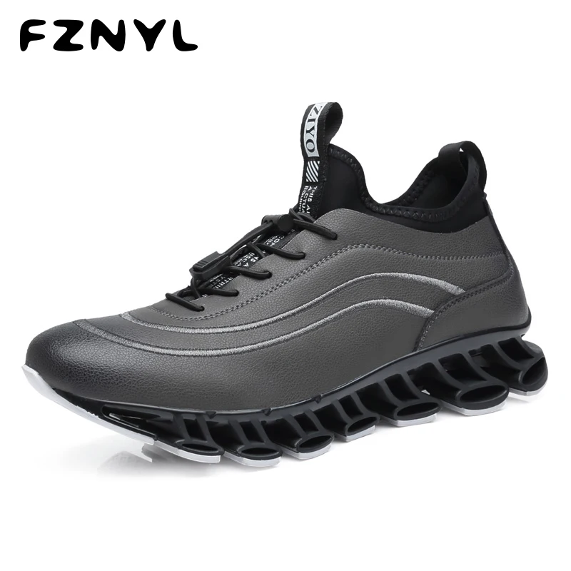 

FZNYL 2019 New Fashion Casual Shoes Men Cow Split Leather+Lycra Big Size 38-44 Sneakers Male Outdoor Damping Wear Resistant Shoe
