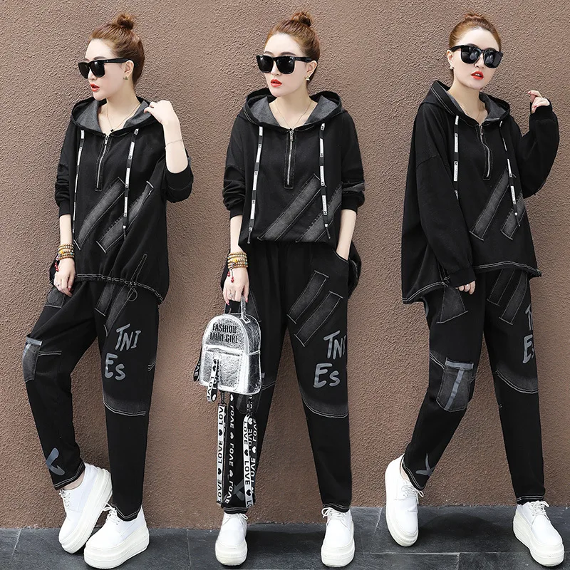 Max LuLu 2020 estilo chino primavera moda señoras Patchwork chándales mujeres sudaderas con capucha y pantalones Harem mujer conjuntos de 2 piezas - 4