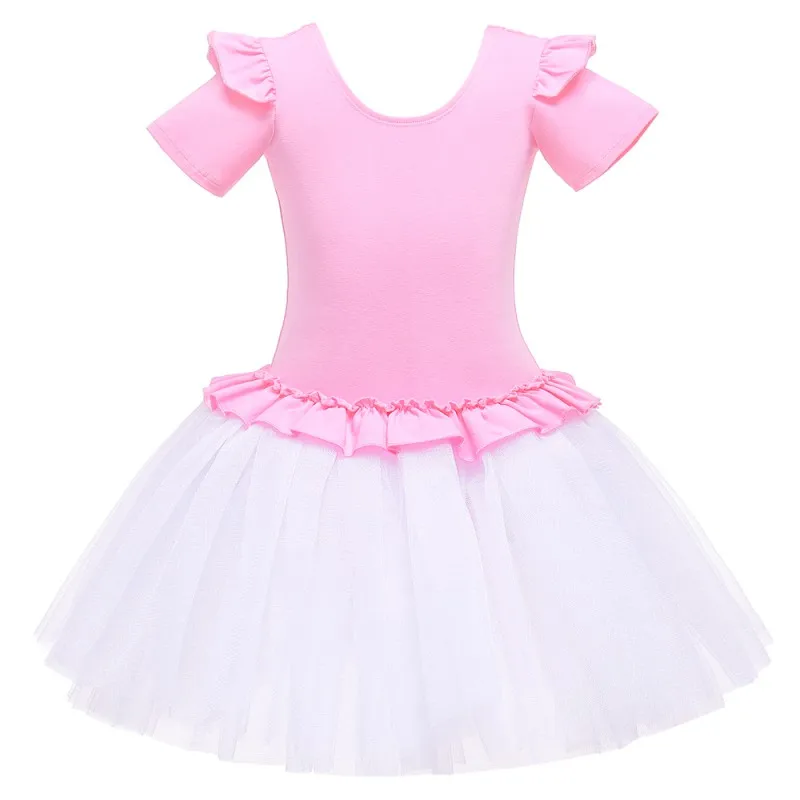 

YKids Dance Costume Ballerina Girls Ballet Dress Professional Dancewear Gymnastics Leotard Short Sleeves Dance Practicing Dress