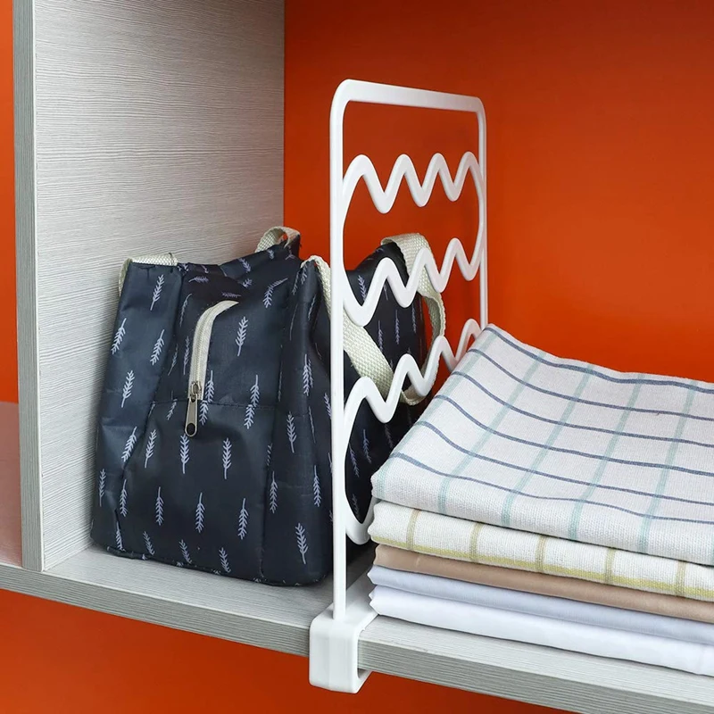

Closet Shelf Divider, Closet Shelf Organizer Divider and Separator for Storage and Organization, Plastic Shelf Dividers for Wood