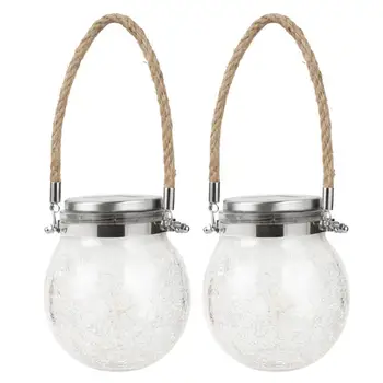 

2pcs/pack Outdoor Garden Decorative Lights IP65 Waterproof Solar Hanging Lights Intelligent Light Control Colorful Crack Lantern