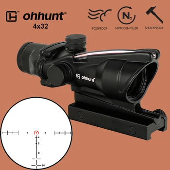 

ohhunt Hunting 4X32 ACOG Real Fiber Scope BDC Chevron Horseshoe Reticle Tactical Optical Sights for cal .223 .308 Print LOGO