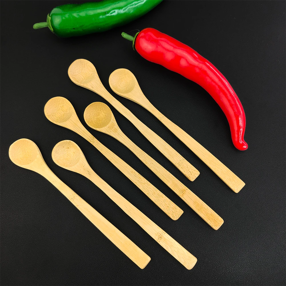 5PCS Bamboo Soup Spoon Kitchen Cooking Teaspoons Condiment Utensil